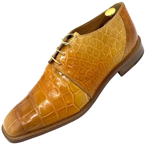 Vintage Mauri Exotic Full Alligator Mens 14M Italian Tan Brown Honey Dress Shoes - Picture 11 of 14